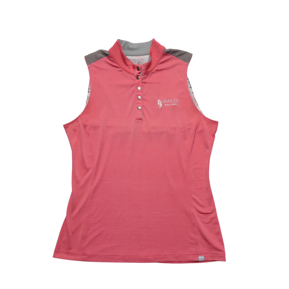 GG Blue Womens Medium Pink Sleeveless Golf Polo Wailea Maui Hawaii
